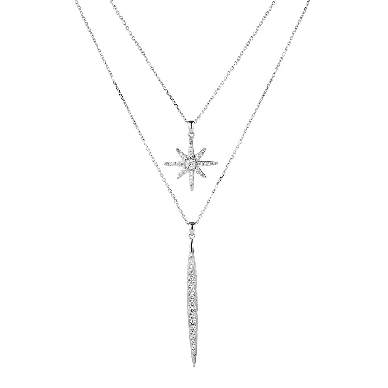 Necklace with 0.67 carats* of diamond simulants in sterling silver