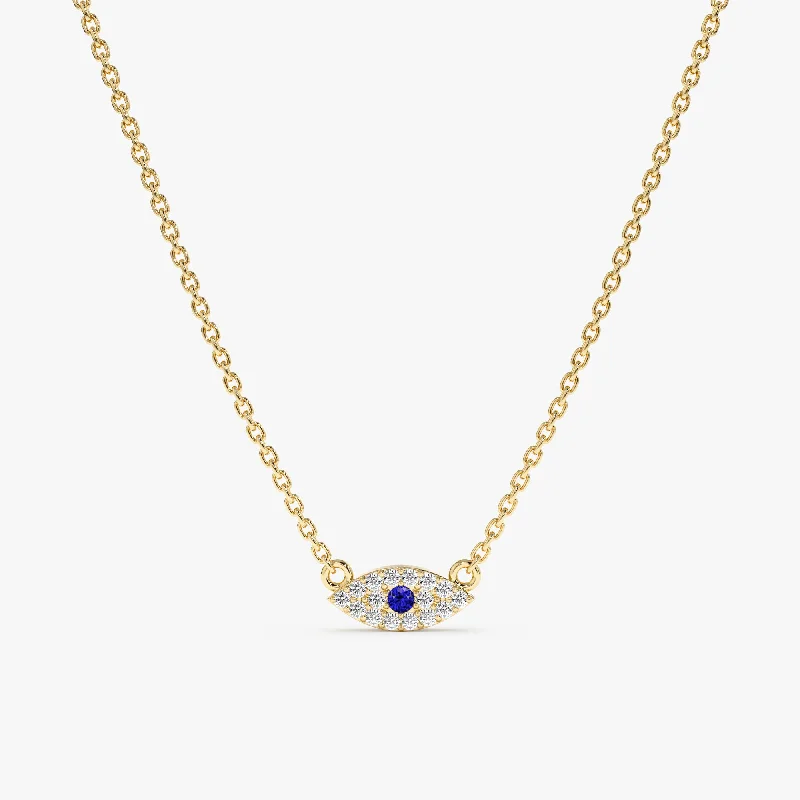 Dainty Sapphire & Diamond Evil Eye Necklace, Missandei