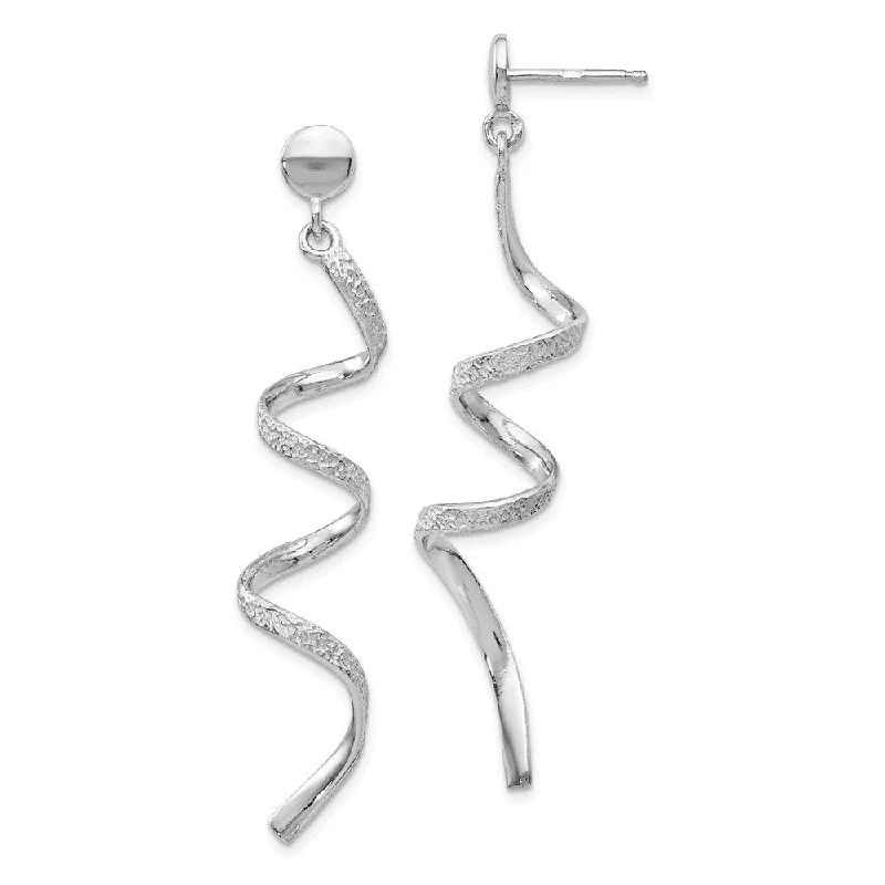 Shop Dazzling Jewelry At The Best Prices Polished and Textured Spiral Dangle Post Earrings in Sterling Silver Shop Dazzling Jewelry At The Best Prices Polished and Textured Spiral Dangle Post Earrings in Sterling Silver