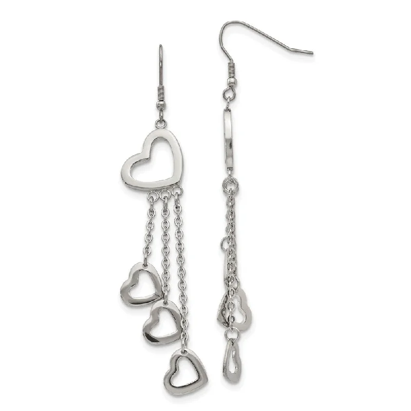 Seasonal Jewelry Deals – Elevate Your Style Polished Open Hearts Dangle Earrings in Stainless Steel Seasonal Jewelry Deals – Elevate Your Style Polished Open Hearts Dangle Earrings in Stainless Steel