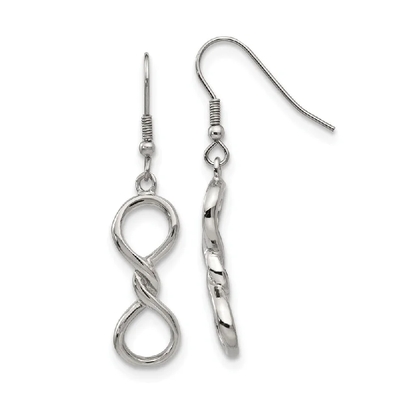 Bestselling Jewelry Now On Sale – Elevate Your Look Polished Twisted Infinity Symbol Dangle Earrings in Stainless Steel