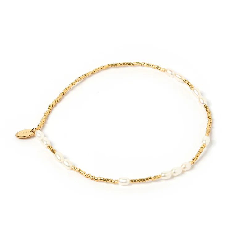 Luxury Jewelry Without The Luxury Price Tag Poppy Pearl & Glass Beaded Anklet - Gold Luxury Jewelry Without The Luxury Price Tag Poppy Pearl & Glass Beaded Anklet - Gold