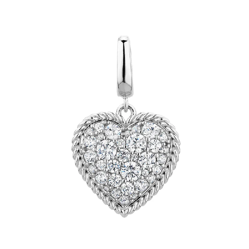 Round Brilliant charm pendant with 1.05 carats* of diamond simulants in sterling silver