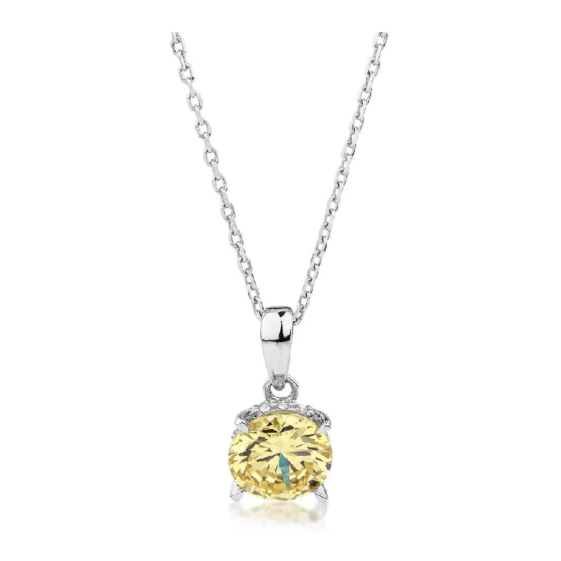 Round Brilliant solitaire necklace with 1.34 carats* of diamond simulants in sterling silver