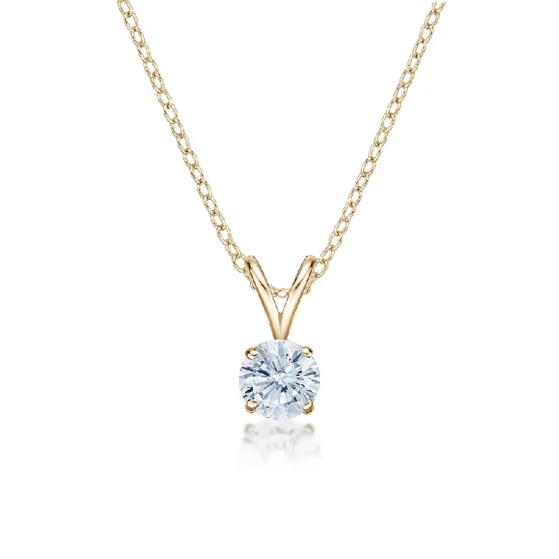 Round Brilliant solitaire pendant with 0.5 carat* diamond simulant in 10 carat yellow gold