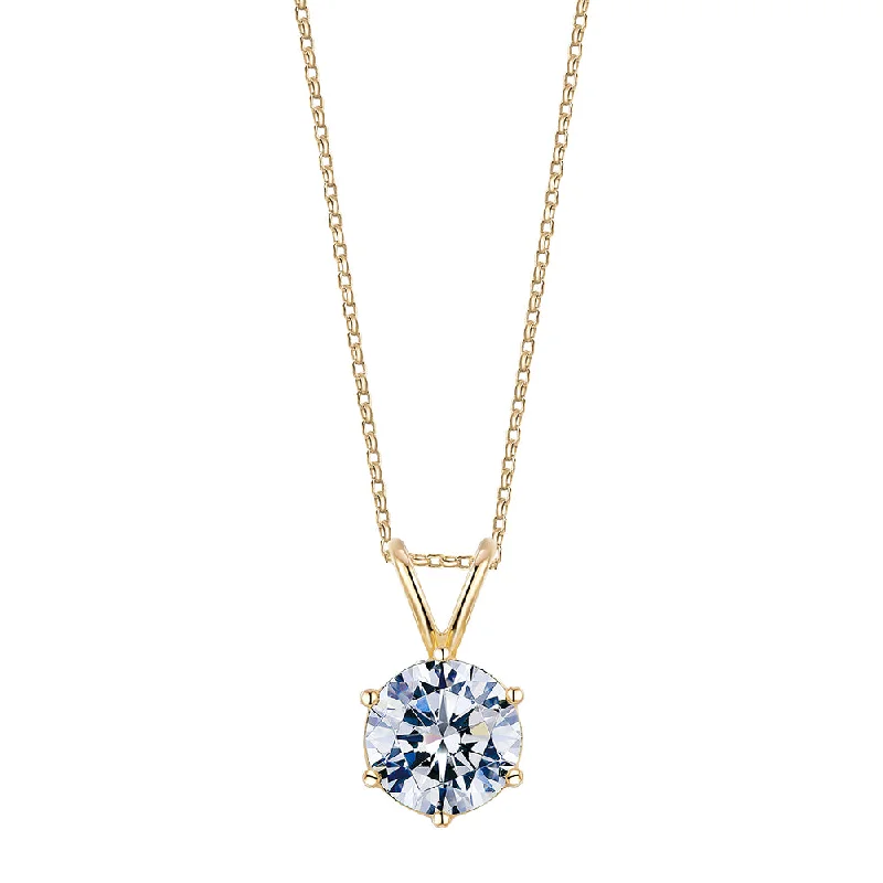 Round Brilliant solitaire pendant with 1 carat* diamond simulant in 10 carat yellow gold