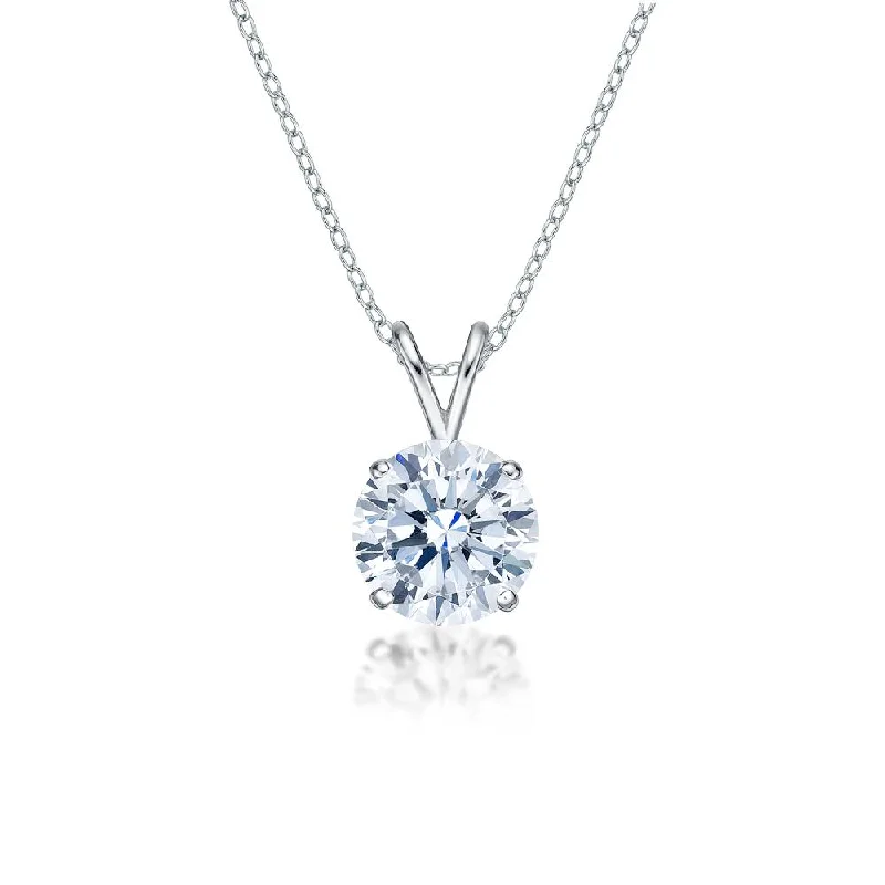 Round Brilliant solitaire pendant with 3 carat* diamond simulant in 10 carat white gold