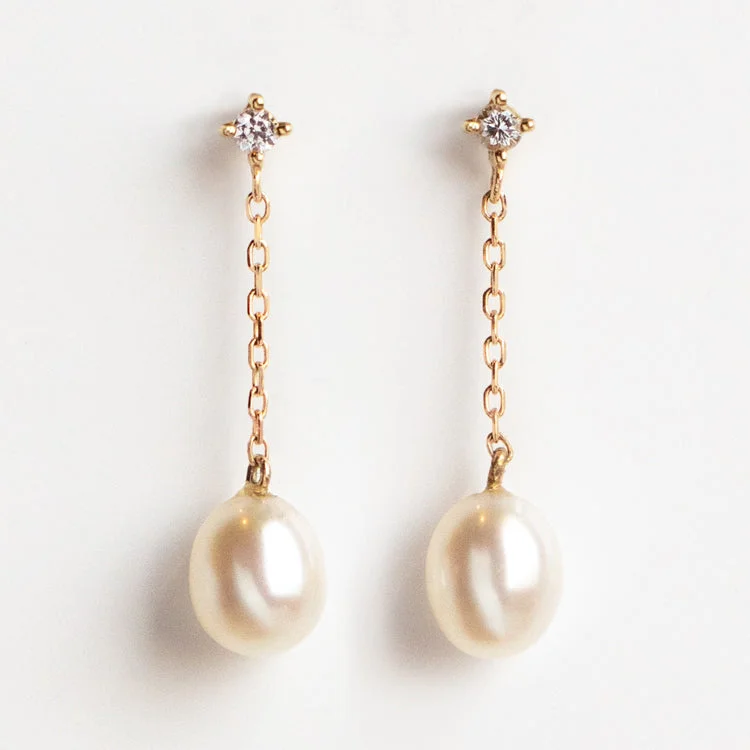 Grab Your Favorite Jewelry At The Lowest Prices Solid Gold Pearl and White Sapphire Drop Earrings Grab Your Favorite Jewelry At The Lowest Prices Solid Gold Pearl and White Sapphire Drop Earrings