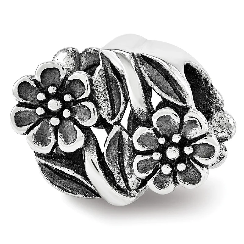 Huge Markdowns On Premium Jewelry Styles Sterling Silver Antiqued Double Flower Bead Charm Huge Markdowns On Premium Jewelry Styles Sterling Silver Antiqued Double Flower Bead Charm