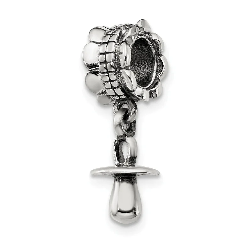 Sterling Silver Baby Pacifier Dangle Bead Charm