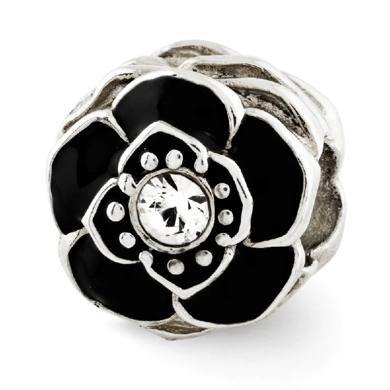 Sparkle More For Less – Jewelry Sale Happening Now Sterling Silver, Black Enamel & Crystal Antiqued Flower Bead Charm Sparkle More For Less – Jewelry Sale Happening Now Sterling Silver, Black Enamel & Crystal Antiqued Flower Bead Charm