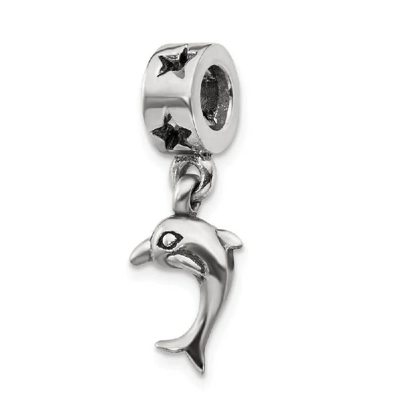 Sterling Silver Dolphin Dangle Bead Charm