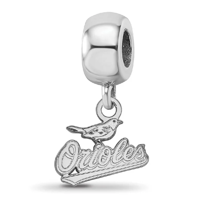 Sterling Silver Rhodium Plated MLB Baltimore Orioles XS Dangle Bead