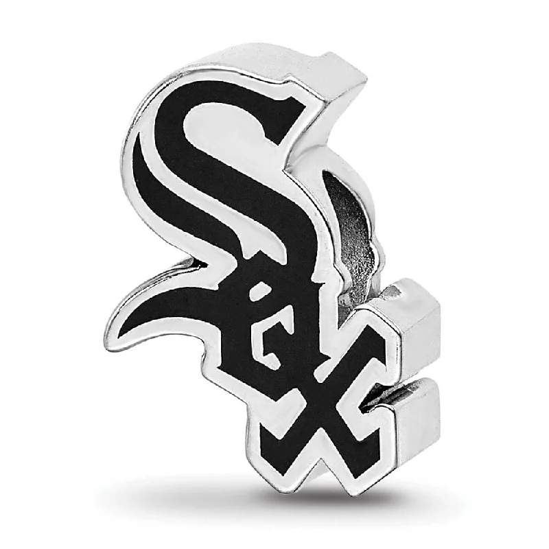 Luxury Jewelry At Unbeatable Discounts Sterling Silver Rhodium Plated MLB Chicago White Sox Enamel Bead Charm Luxury Jewelry At Unbeatable Discounts Sterling Silver Rhodium Plated MLB Chicago White Sox Enamel Bead Charm