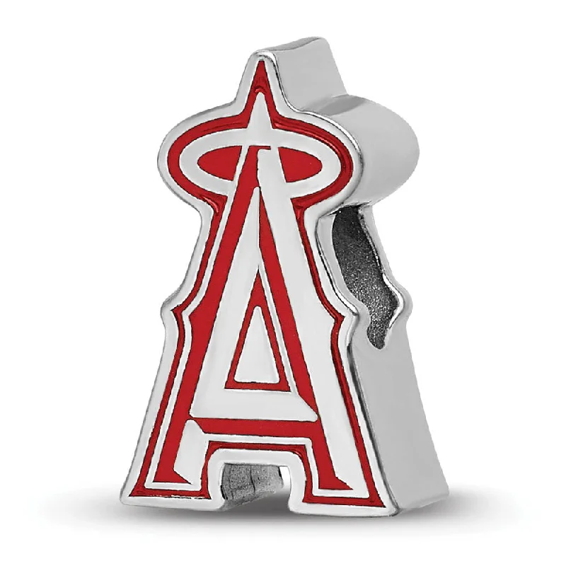 Elegant Rose Gold Jewelry For A Stylish Touch Sterling Silver Rhodium Plated MLB LA Angels Enameled Bead Charm Elegant Rose Gold Jewelry For A Stylish Touch Sterling Silver Rhodium Plated MLB LA Angels Enameled Bead Charm
