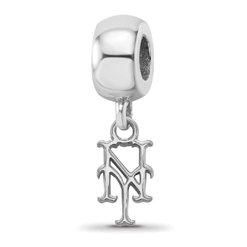 Sterling Silver Rhodium Plated MLB NY Mets XS Dangle Bead Charm