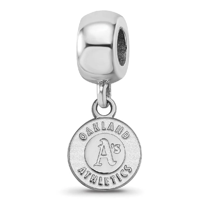 Sterling Silver Rhodium Plated MLB Oakland Athletics XS Dangle Bead