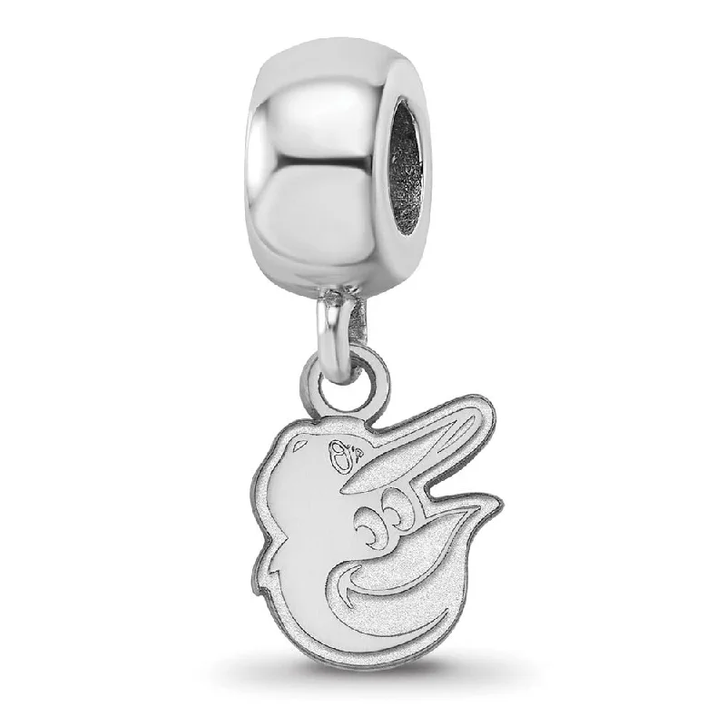 Sterling Silver Rhodium Plated MLB Orioles XS Dangle Bead Charm