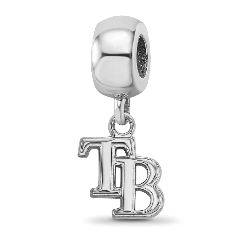 Customized Silver Jewelry For Unique Style Sterling Silver Rhodium Plated MLB Tampa Bay Rays XS Dangle Bead Charm Customized Silver Jewelry For Unique Style Sterling Silver Rhodium Plated MLB Tampa Bay Rays XS Dangle Bead Charm