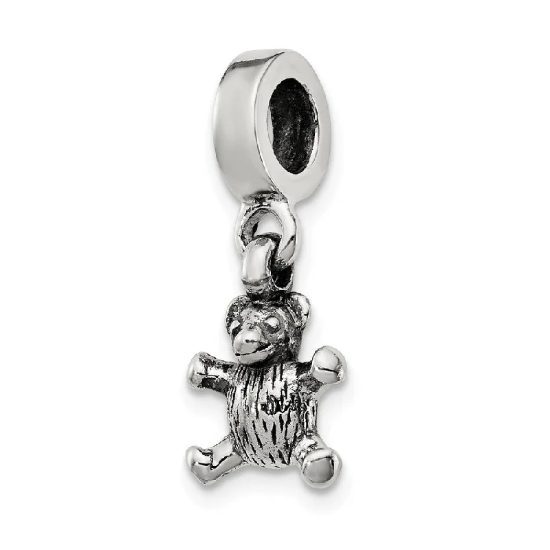 Sterling Silver Teddy Bear Dangle Bead Charm