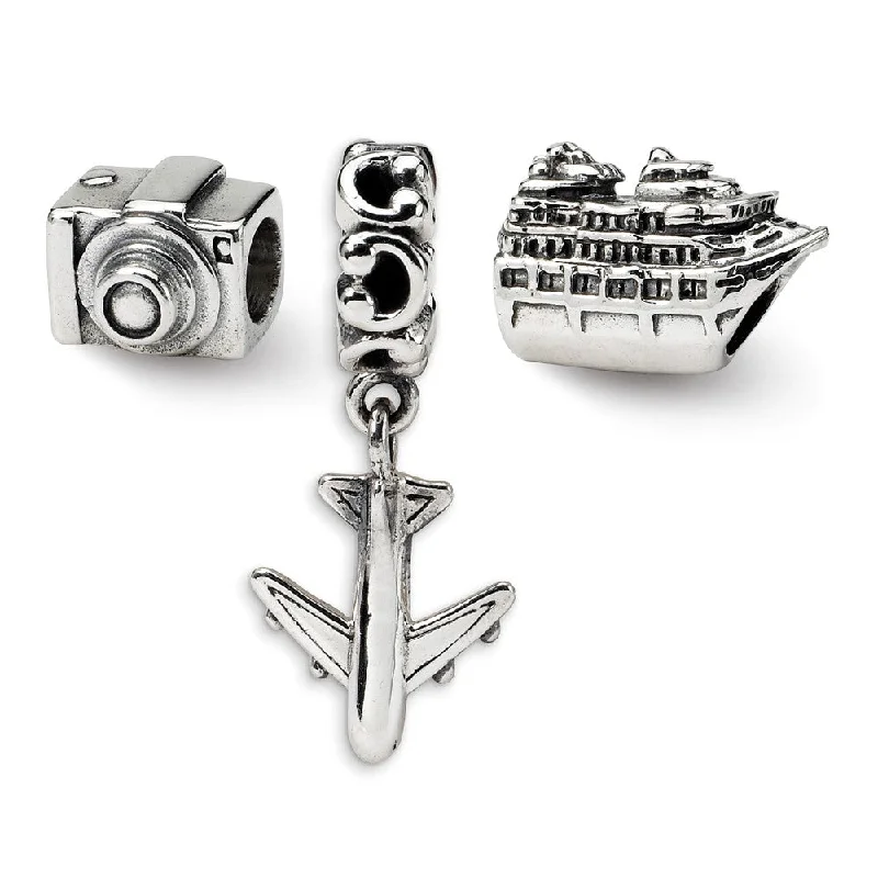 Sterling Silver Travel Bug Bead Charm Set of 3