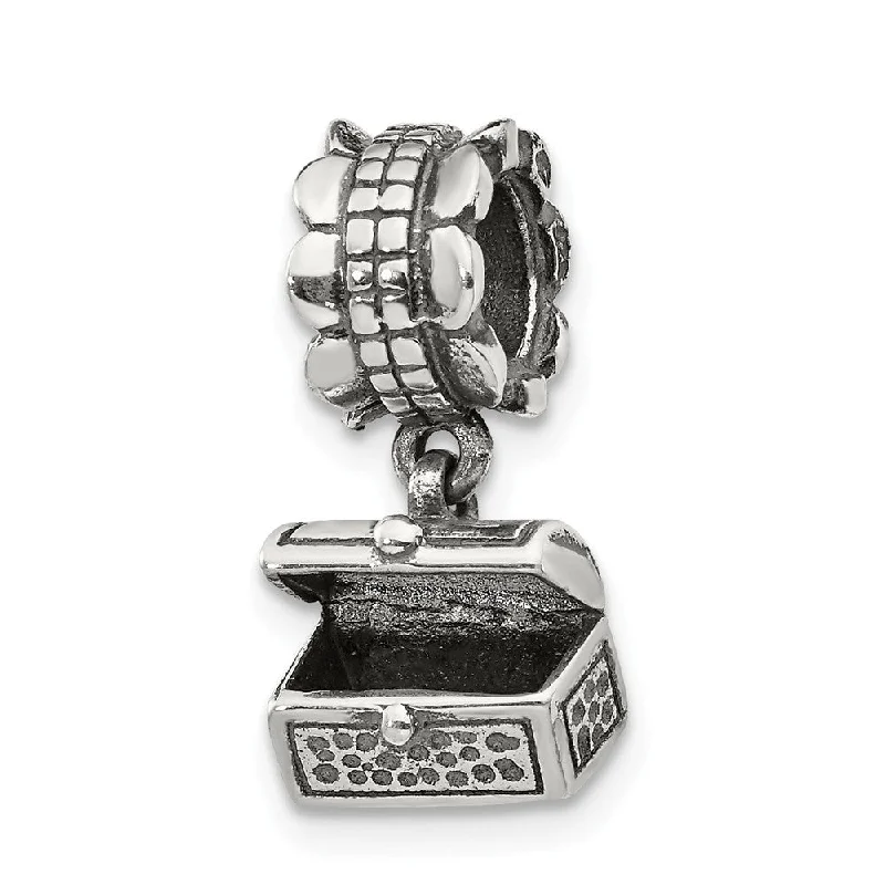 Sterling Silver Treasure Chest Dangle Bead Charm