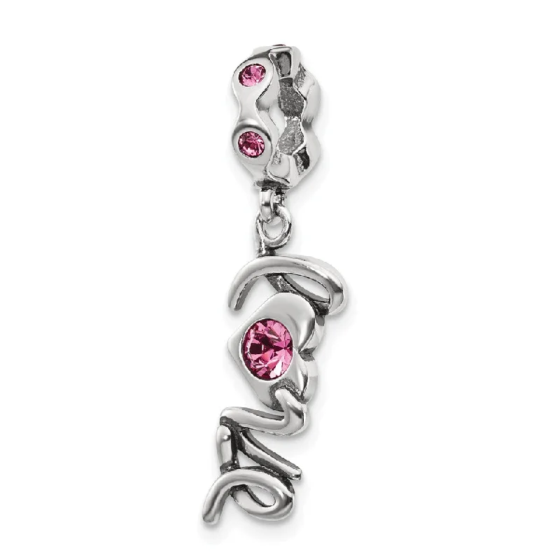 Handcrafted Jewelry Sale – Unique Designs At Low Prices Sterling Silver and Pink Crystal LOVE Dangle Bead Charm Handcrafted Jewelry Sale – Unique Designs At Low Prices Sterling Silver and Pink Crystal LOVE Dangle Bead Charm
