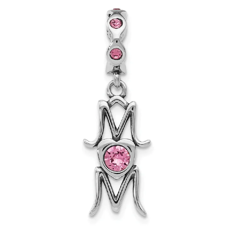 The Jewelry Sale You've Been Waiting For Is Here Sterling Silver with Pink Crystals MOM Dangle Bead Charm The Jewelry Sale You've Been Waiting For Is Here Sterling Silver with Pink Crystals MOM Dangle Bead Charm