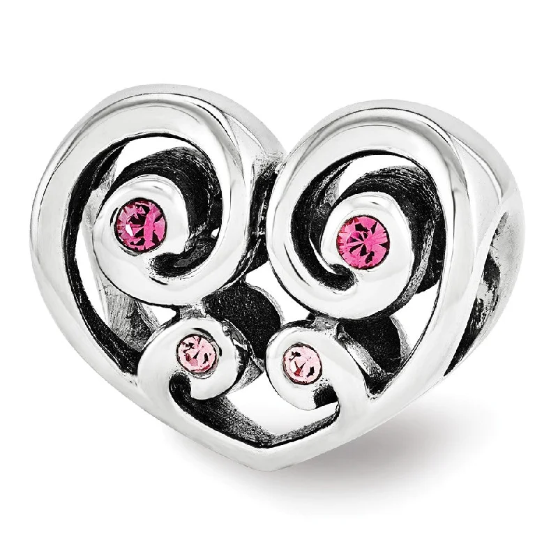Elegant Jewelry, Exclusive Prices – Shop Now Sterling Silver Pink Crystal Scroll Heart Bead Charm Elegant Jewelry, Exclusive Prices – Shop Now Sterling Silver Pink Crystal Scroll Heart Bead Charm