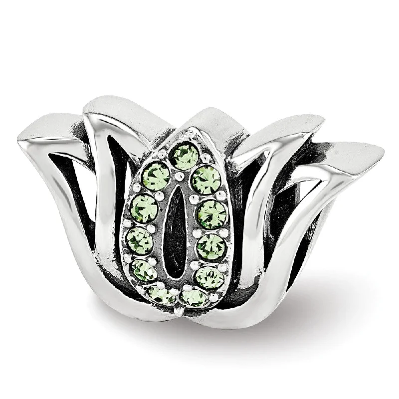 Shop Fine Jewelry With Exclusive Savings Sterling Silver with Light Green Crystals Pave Set Lotus Bead Charm Shop Fine Jewelry With Exclusive Savings Sterling Silver with Light Green Crystals Pave Set Lotus Bead Charm