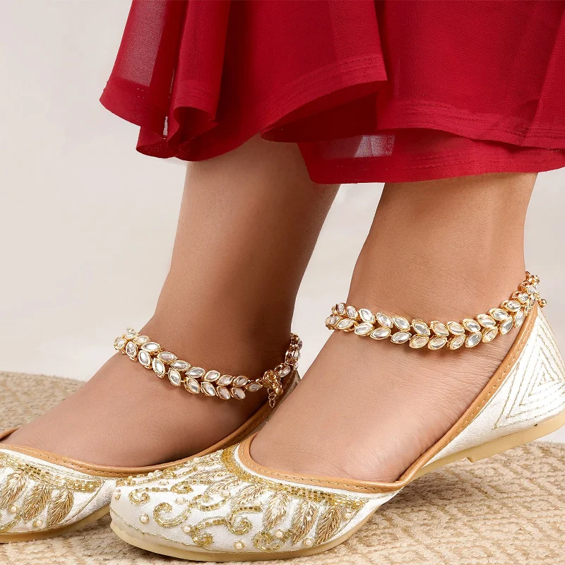 Affordable Glamour – Premium Jewelry For Less Teejh Tasmi Gold and Mirror Anklets