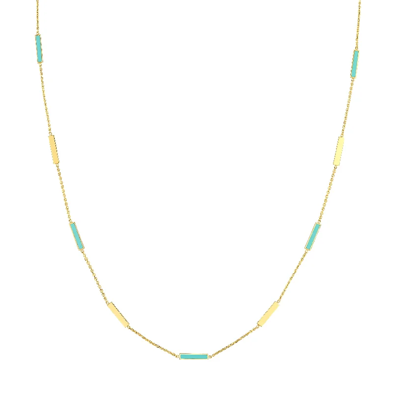 Exclusive Jewelry Markdowns – Limited-Time Offer Turquoise Enamel Alternating Bar Necklace