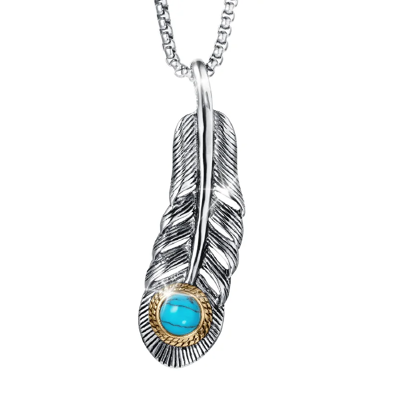 Limited-Time Offer On Premium Jewelry Collections Turquoise Feather Pendant