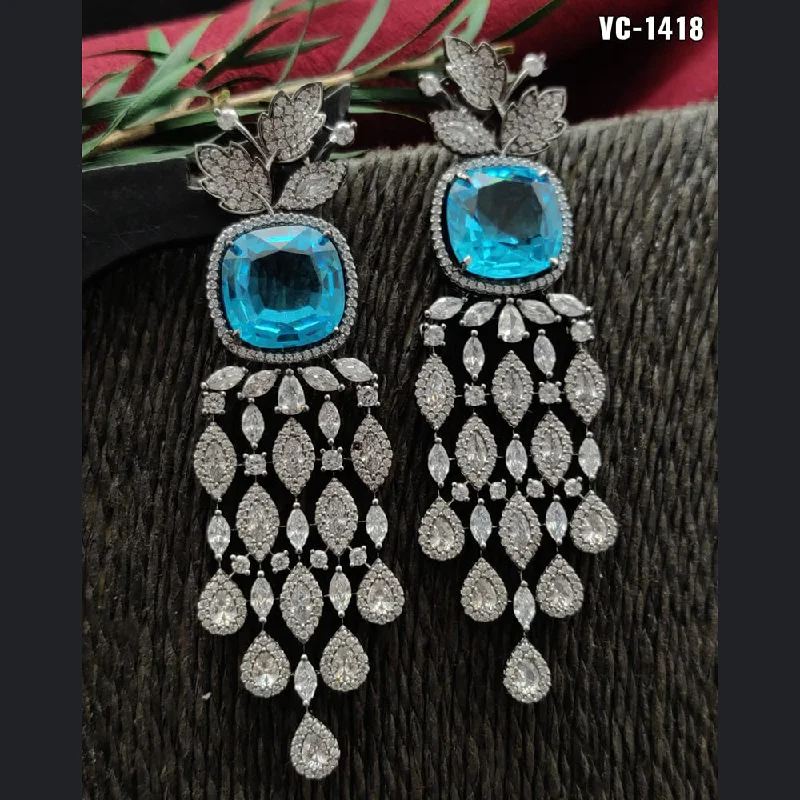 Vivah Creation Oxidised Plated AD Stone Dangler Earrings