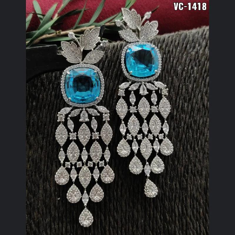 Vivah Creation Silver Plated AD Stone Dangler Earrings