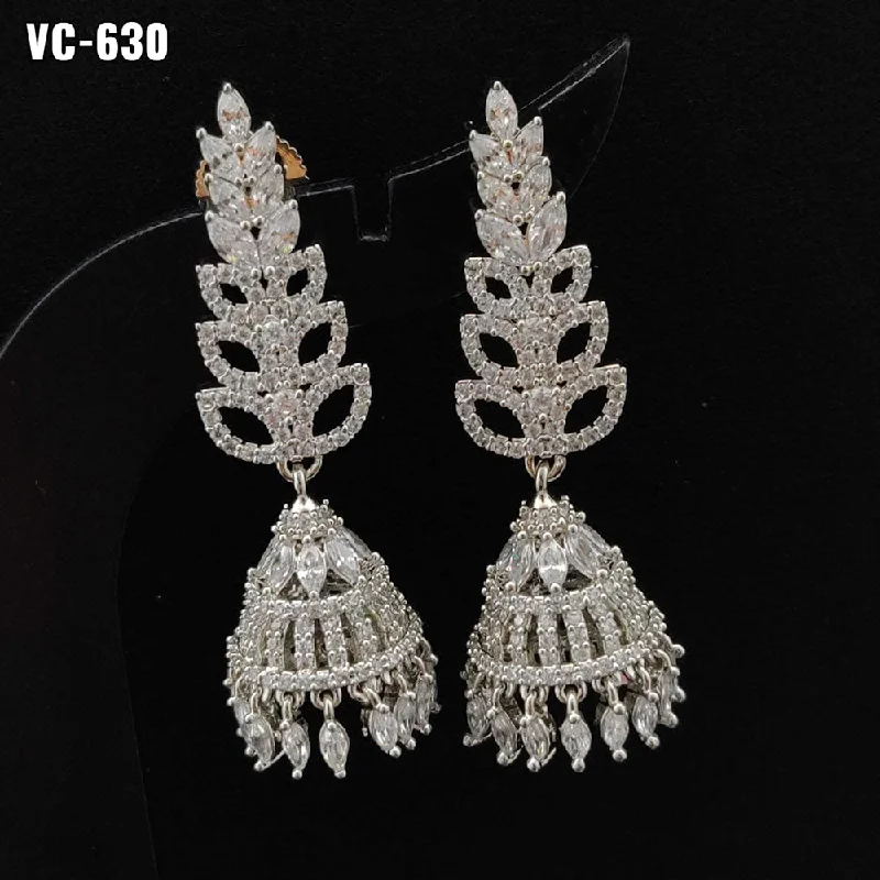 Vivah Creation Silver Plated AD Stone Dangler Earrings