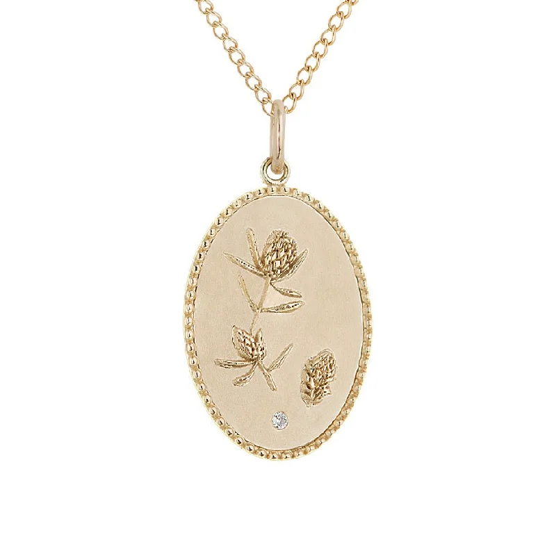 Upgrade Your Jewelry Collection For Less 10K Gold Medium "Protea" Necklace with Diamond Detail