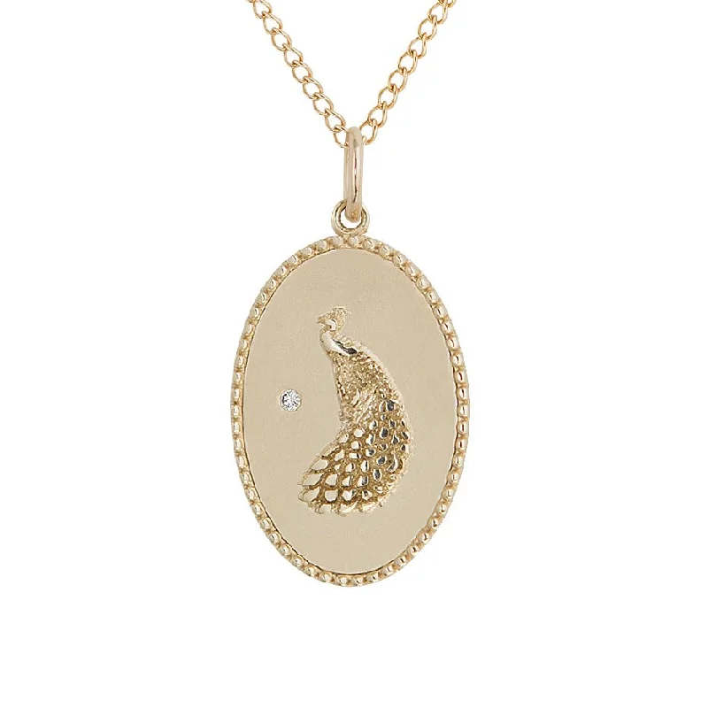 Must-Have Jewelry At Irresistible Discounts 10K Gold Medium "Peacock" Necklace with Diamond Detail