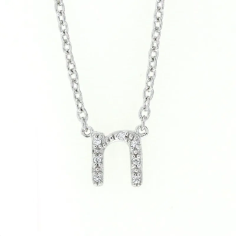 Once-A-Year Jewelry Sale – Grab Your Favorites Now 1/25 CTW Diamond Initial 18-inch Pendant in Sterling Silver; Initial N