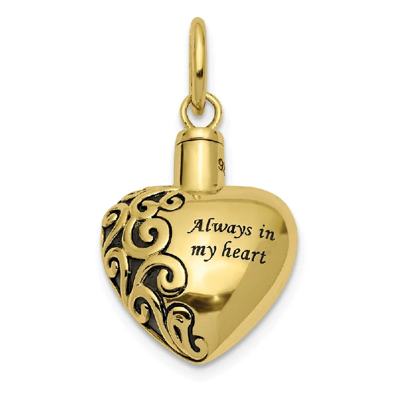 Exclusive Gemstone Jewelry Markdowns – Shop Now 10k or 14k Yellow Gold Always In My Heart Ash Holder Pendant, 16mm
