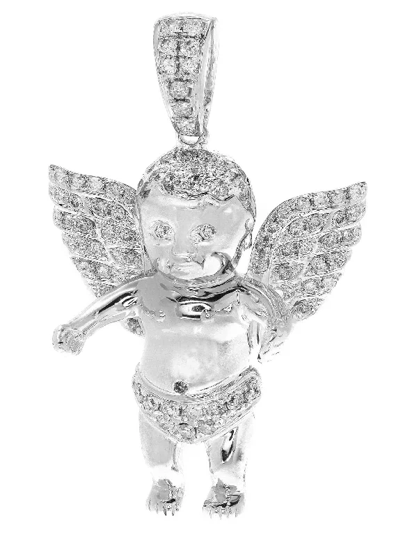 Personalized Engraved Jewelry For Meaningful Gifts Diamond Angel Pendant | 10.14 Grams | 0.81 Carats