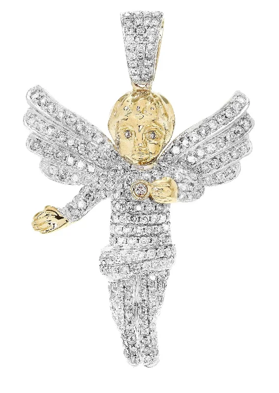 Dainty Floral Jewelry For Feminine Elegance Diamond Angel Pendant | 13.09 Grams | 2.77 Carats