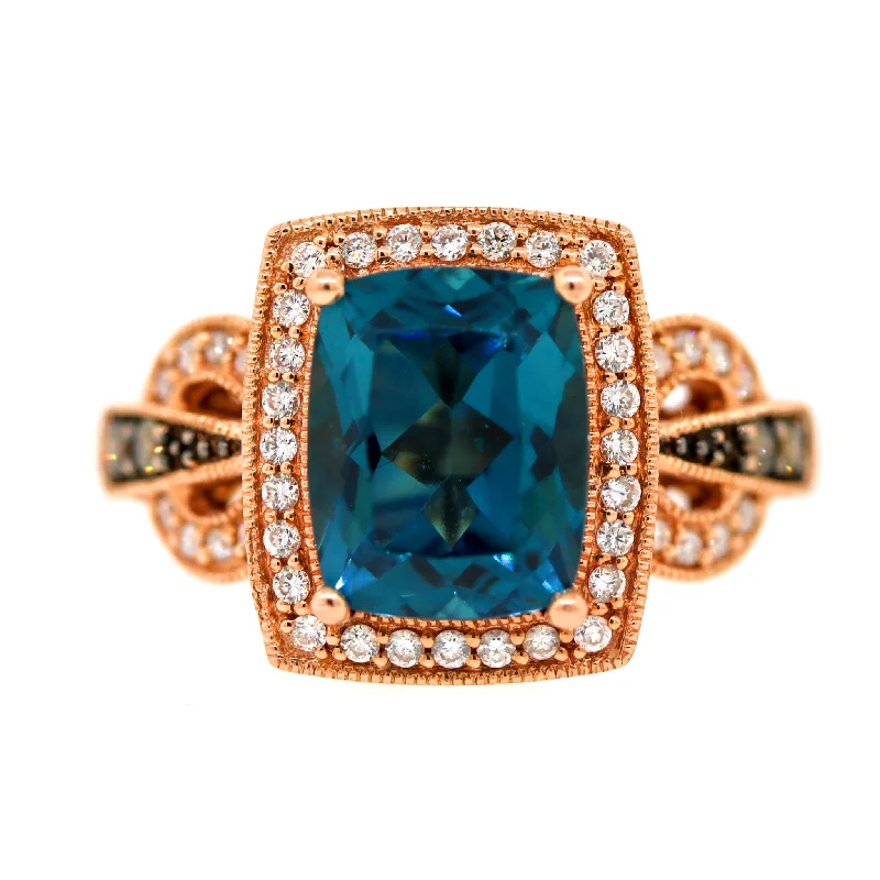 Elevate Your Jewelry Collection With Limited-Time Savings LeVian Berrylicious Blues Topaz Ring in 14k Rose Gold