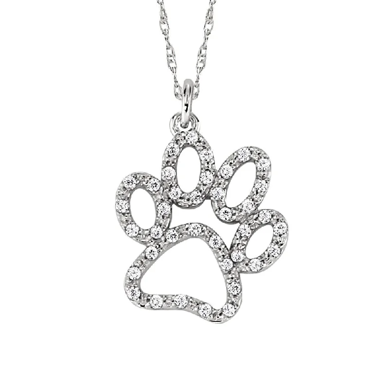 14k Diamond Dog Paw Pendant Necklace