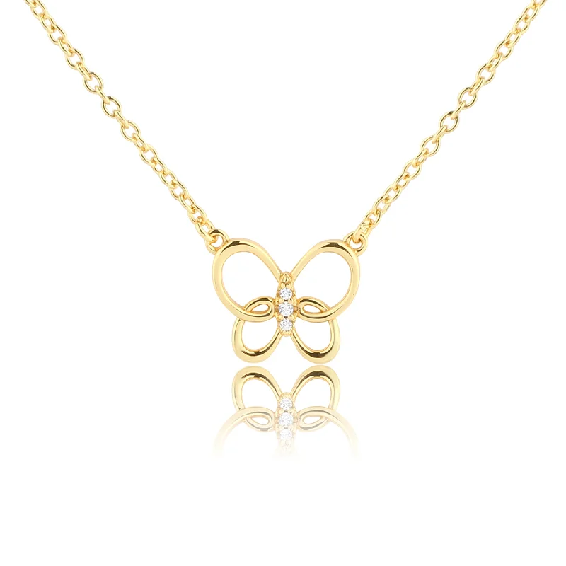 Seasonal Jewelry Deals – Elevate Your Style 14K Gold-Plated Butterfly Necklace with CZs for Little Girls or Kids Seasonal Jewelry Deals – Elevate Your Style 14K Gold-Plated Butterfly Necklace with CZs for Little Girls or Kids