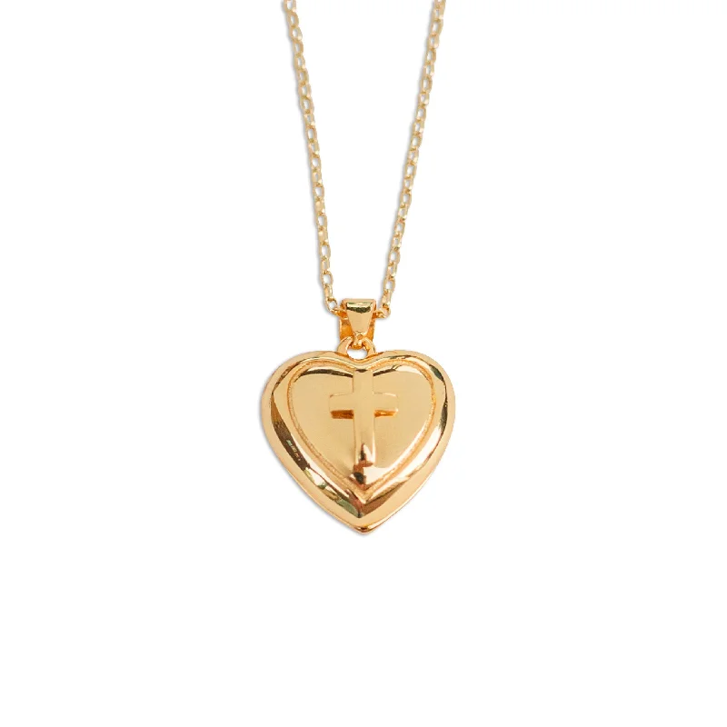Luxury Jewelry At Unbeatable Discounts 14K Gold Plated Children's Heart Locket with Cross First Communion Gift Luxury Jewelry At Unbeatable Discounts 14K Gold Plated Children's Heart Locket with Cross First Communion Gift