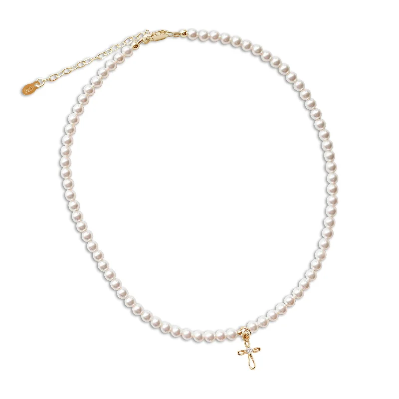 Grab Your Favorite Jewelry At The Lowest Prices 14k Gold Plated Sterling Silver Cross Charm Necklace with Simulated Pearls for Girls Grab Your Favorite Jewelry At The Lowest Prices 14k Gold Plated Sterling Silver Cross Charm Necklace with Simulated Pearls for Girls