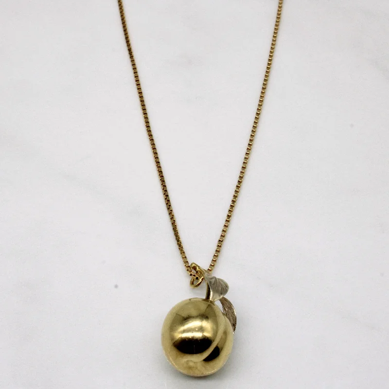 14k Two Tone Gold Apple Pendant & Necklace | 20" |