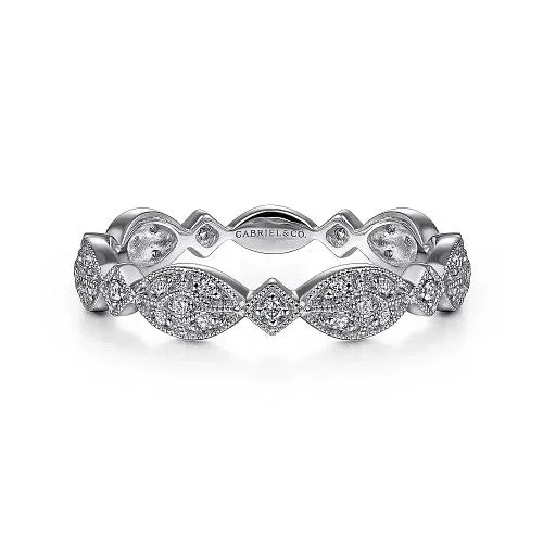 Shop Trending Jewelry With Exclusive Savings 14K White Gold Marquise Station Pave Diamond Stackable Ring