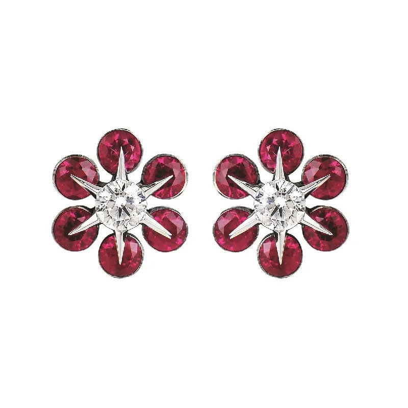 Upgrade Your Jewelry Collection For Less 14K WHITE GOLD RUBY DIAMOND EARRINGS